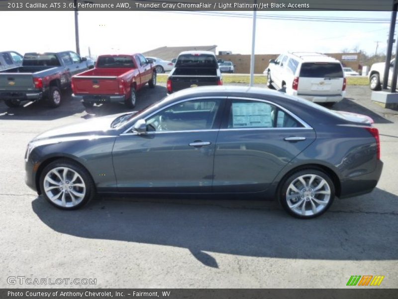 Thunder Gray ChromaFlair / Light Platinum/Jet Black Accents 2013 Cadillac ATS 3.6L Performance AWD