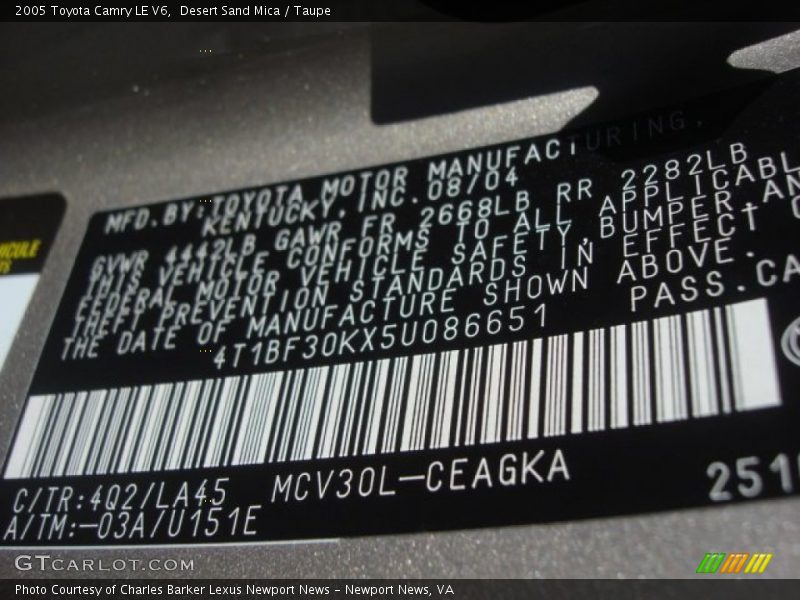 Desert Sand Mica / Taupe 2005 Toyota Camry LE V6