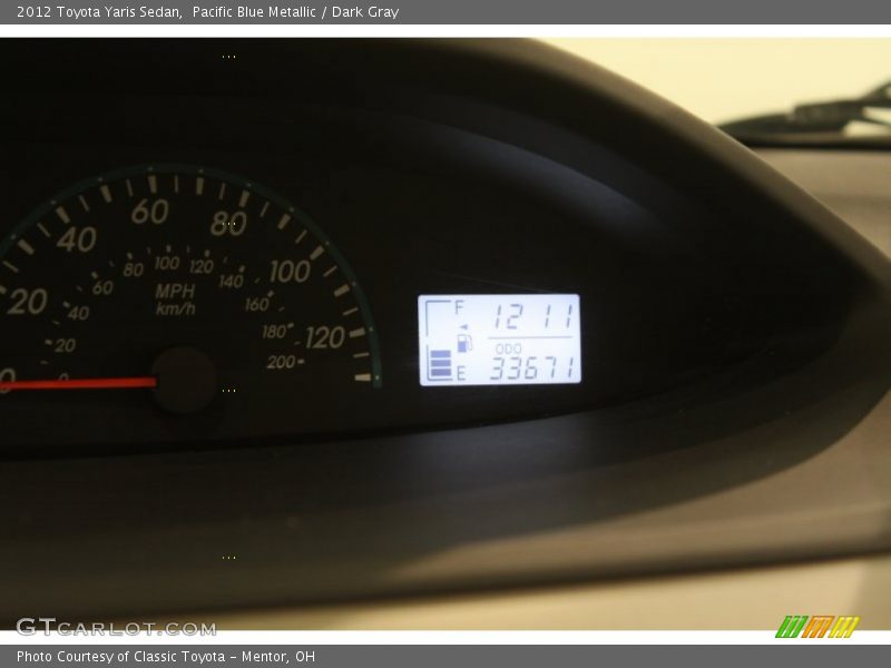 Pacific Blue Metallic / Dark Gray 2012 Toyota Yaris Sedan