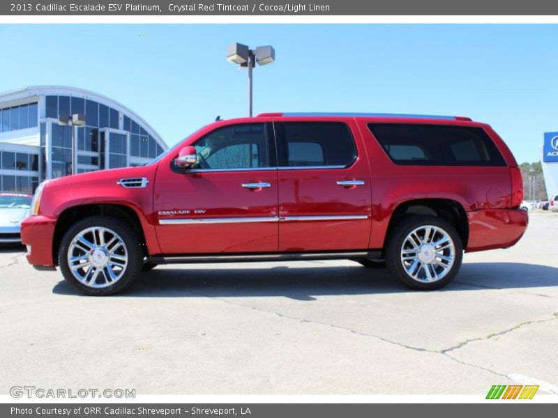 Crystal Red Tintcoat / Cocoa/Light Linen 2013 Cadillac Escalade ESV Platinum