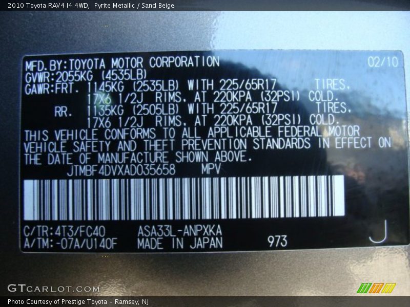 Pyrite Metallic / Sand Beige 2010 Toyota RAV4 I4 4WD