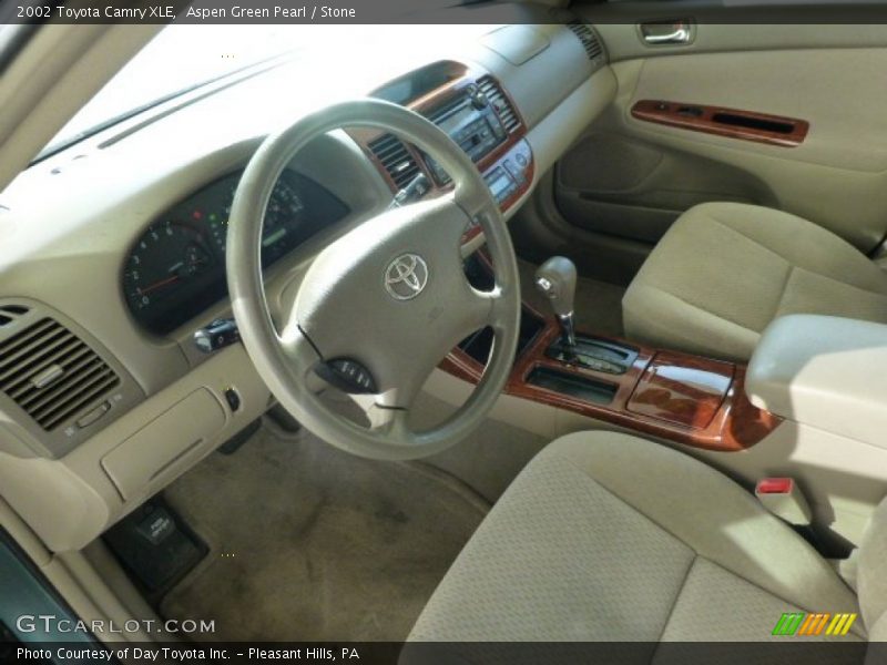 Aspen Green Pearl / Stone 2002 Toyota Camry XLE