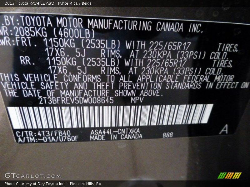 Pyrite Mica / Beige 2013 Toyota RAV4 LE AWD