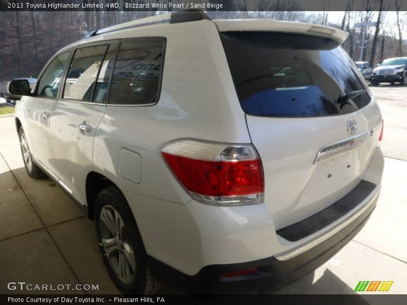Blizzard White Pearl / Sand Beige 2013 Toyota Highlander Limited 4WD