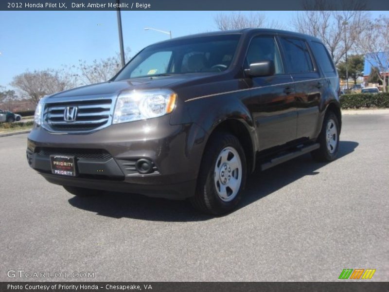 Dark Amber Metallic / Beige 2012 Honda Pilot LX