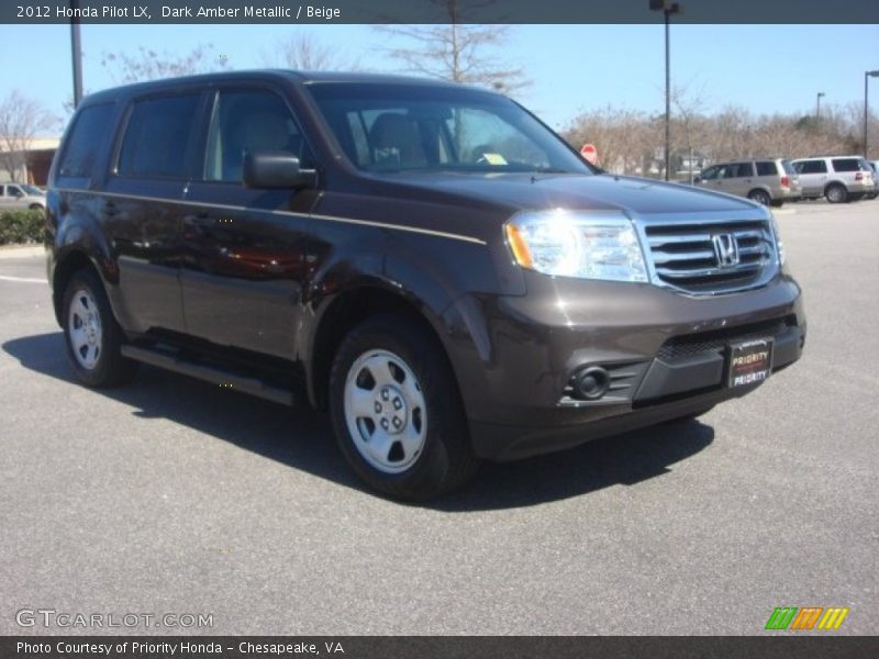 Dark Amber Metallic / Beige 2012 Honda Pilot LX