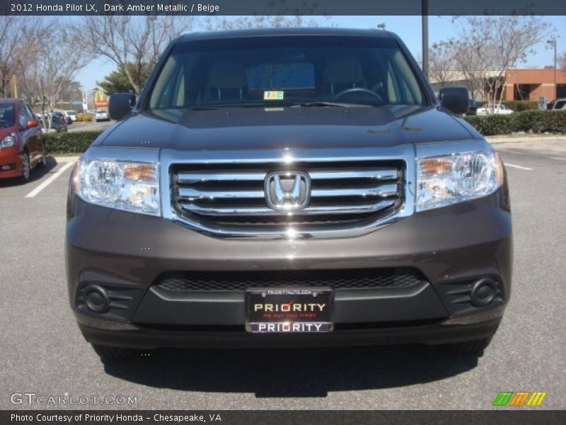 Dark Amber Metallic / Beige 2012 Honda Pilot LX