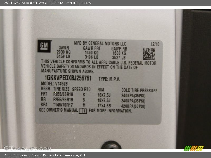 Quicksilver Metallic / Ebony 2011 GMC Acadia SLE AWD