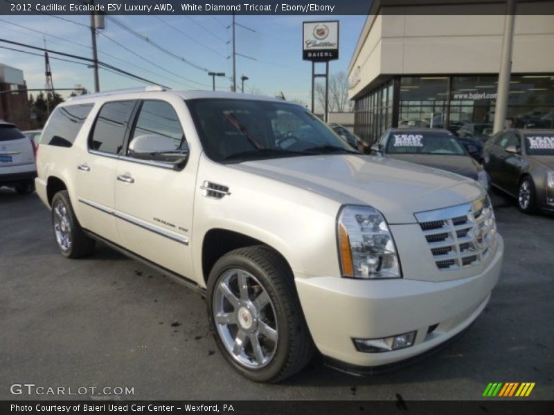 White Diamond Tricoat / Ebony/Ebony 2012 Cadillac Escalade ESV Luxury AWD