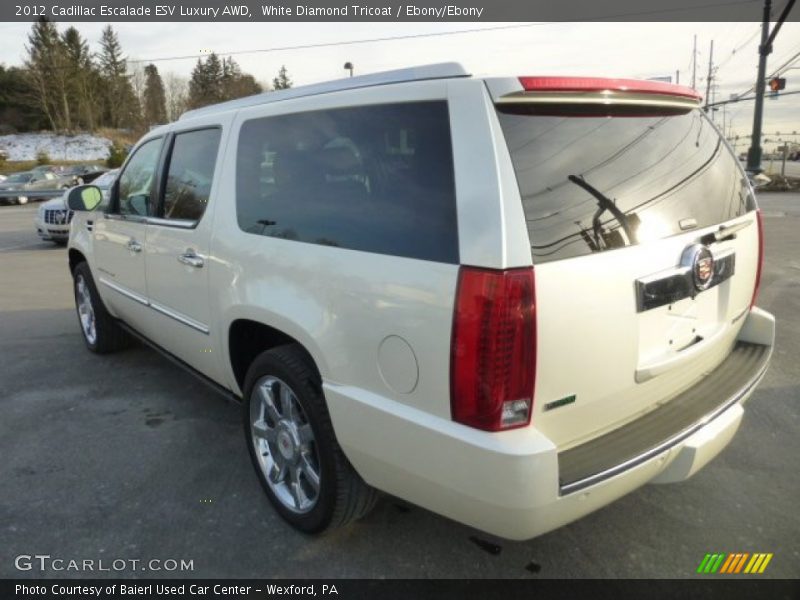 White Diamond Tricoat / Ebony/Ebony 2012 Cadillac Escalade ESV Luxury AWD