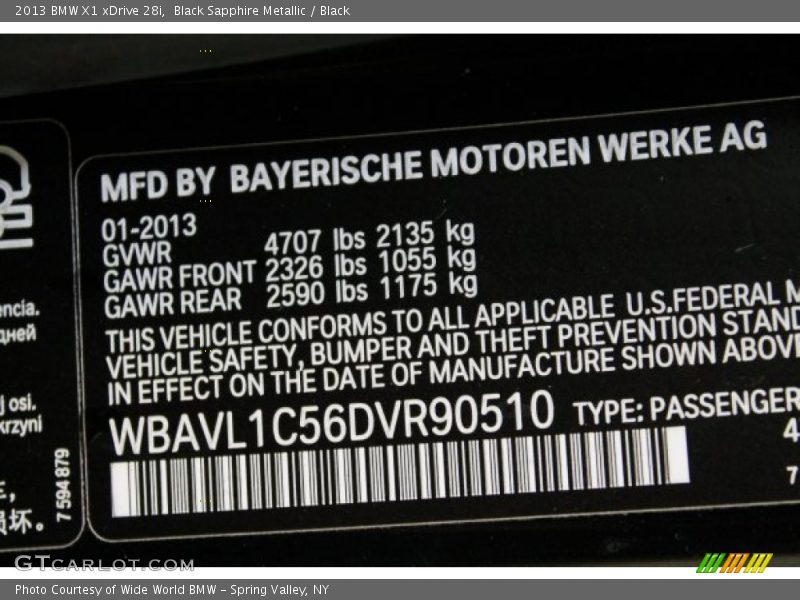 Black Sapphire Metallic / Black 2013 BMW X1 xDrive 28i