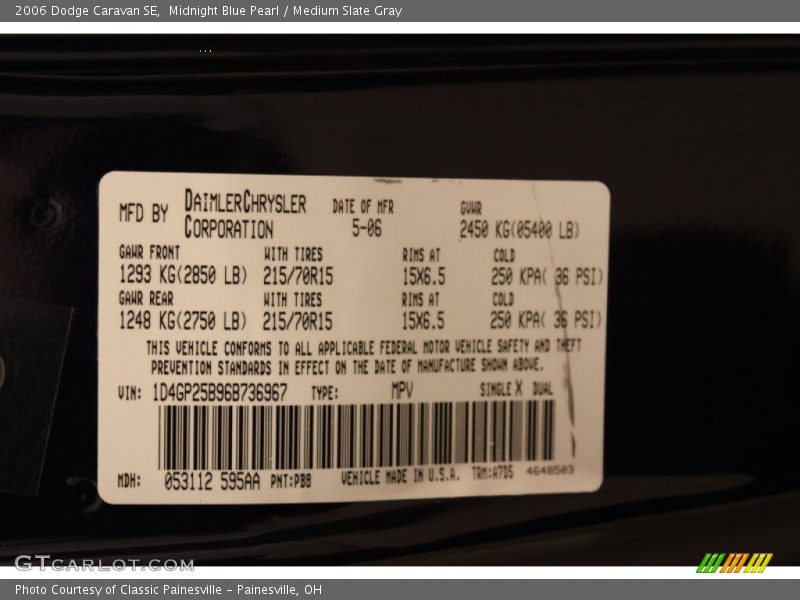 Midnight Blue Pearl / Medium Slate Gray 2006 Dodge Caravan SE