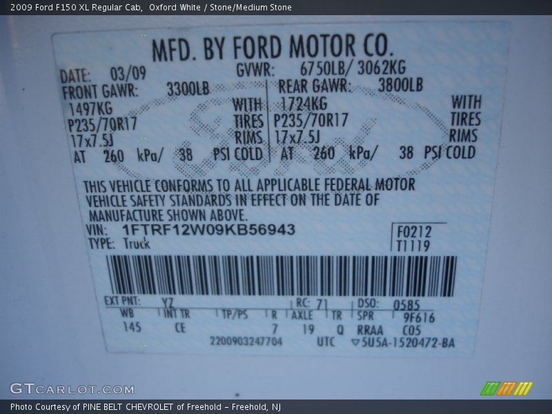 Oxford White / Stone/Medium Stone 2009 Ford F150 XL Regular Cab