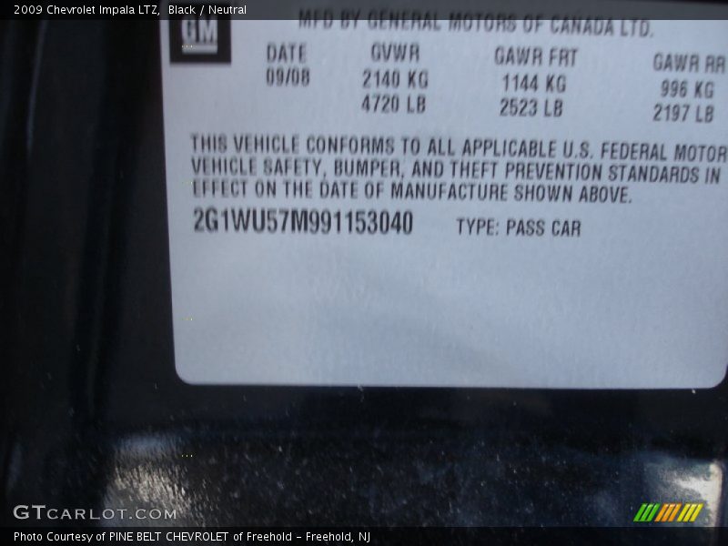 Black / Neutral 2009 Chevrolet Impala LTZ