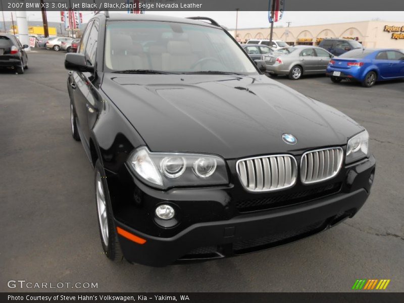 Jet Black / Black/Sand Beige Nevada Leather 2007 BMW X3 3.0si