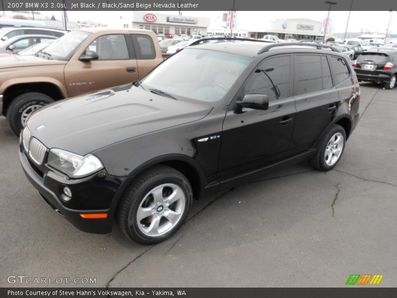 Jet Black / Black/Sand Beige Nevada Leather 2007 BMW X3 3.0si