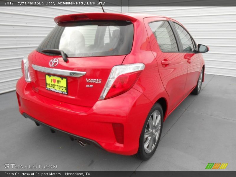 Absolutely Red / Dark Gray 2012 Toyota Yaris SE 5 Door