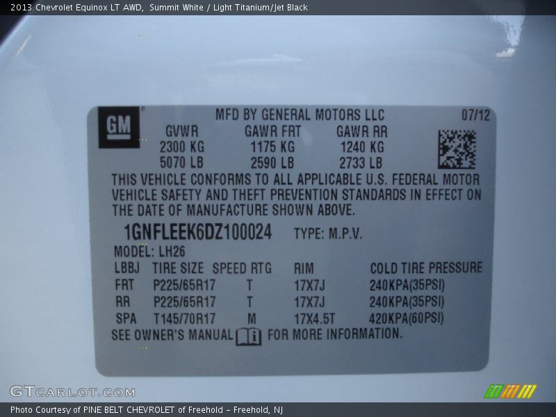 Summit White / Light Titanium/Jet Black 2013 Chevrolet Equinox LT AWD