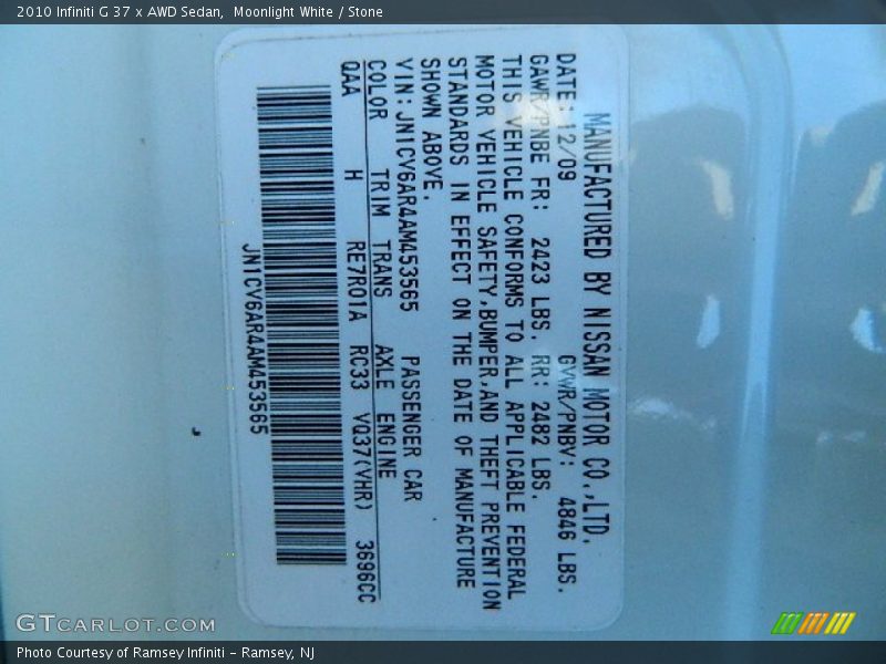 Moonlight White / Stone 2010 Infiniti G 37 x AWD Sedan