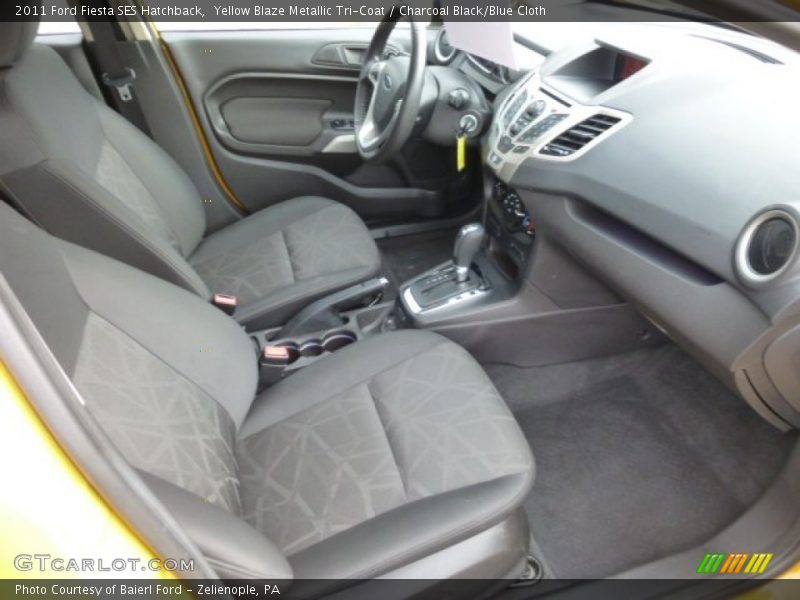  2011 Fiesta SES Hatchback Charcoal Black/Blue Cloth Interior
