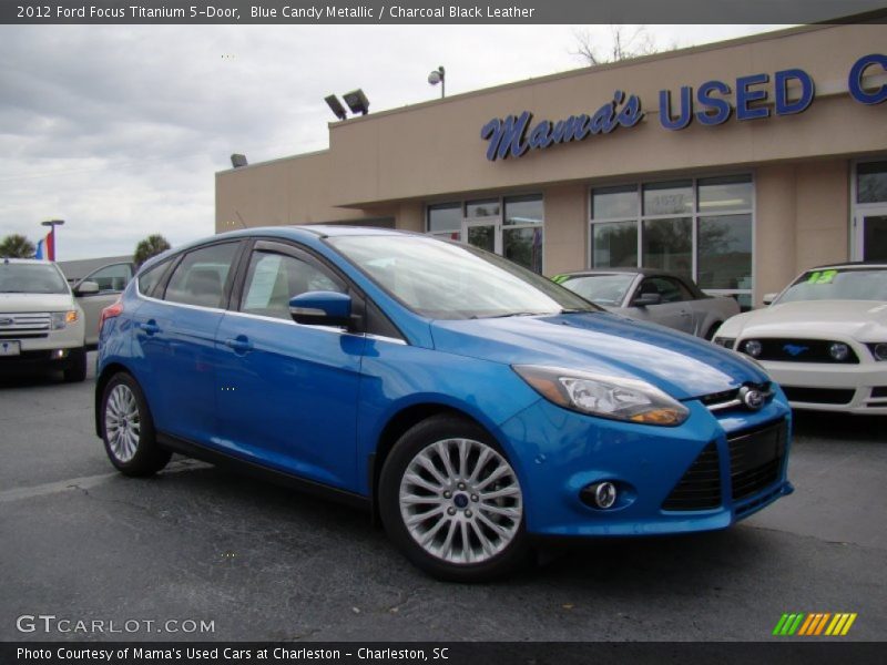 Blue Candy Metallic / Charcoal Black Leather 2012 Ford Focus Titanium 5-Door