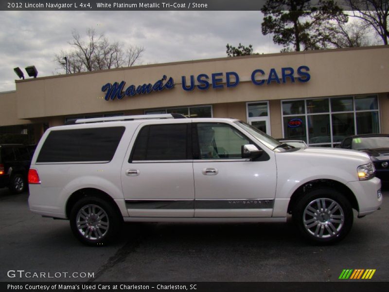White Platinum Metallic Tri-Coat / Stone 2012 Lincoln Navigator L 4x4