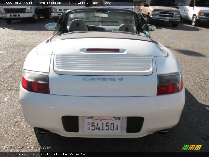 Biarritz White / Graphite Grey 2000 Porsche 911 Carrera 4 Cabriolet