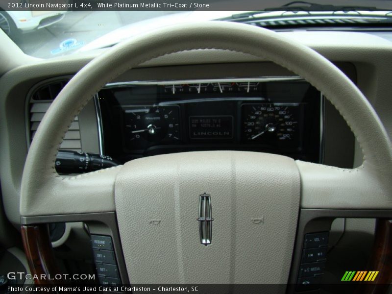 White Platinum Metallic Tri-Coat / Stone 2012 Lincoln Navigator L 4x4