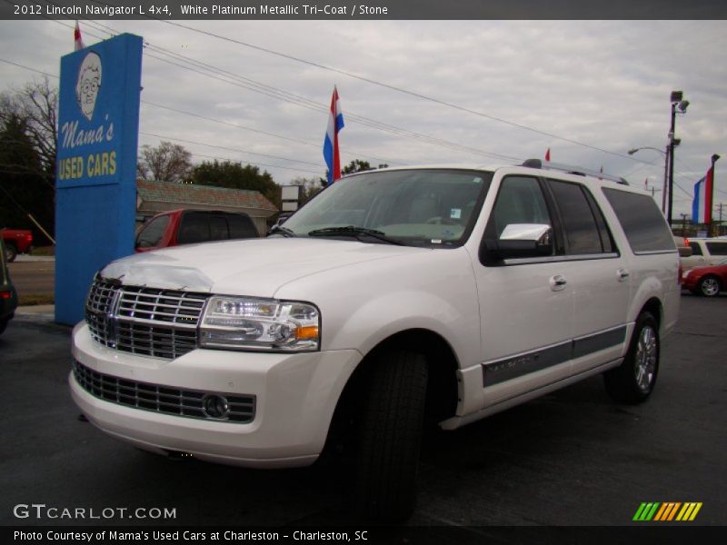 White Platinum Metallic Tri-Coat / Stone 2012 Lincoln Navigator L 4x4