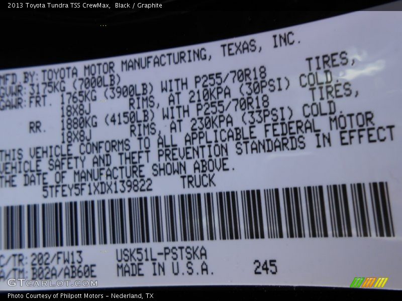 Black / Graphite 2013 Toyota Tundra TSS CrewMax