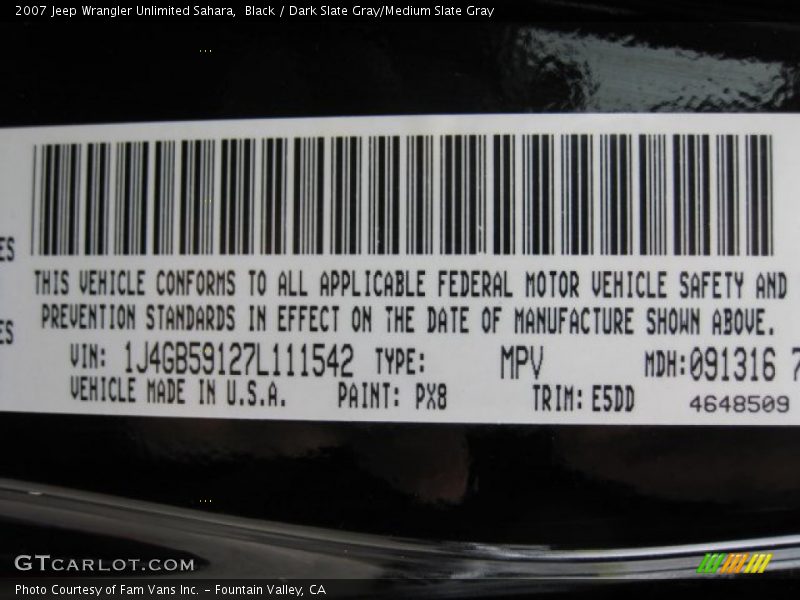 Black / Dark Slate Gray/Medium Slate Gray 2007 Jeep Wrangler Unlimited Sahara