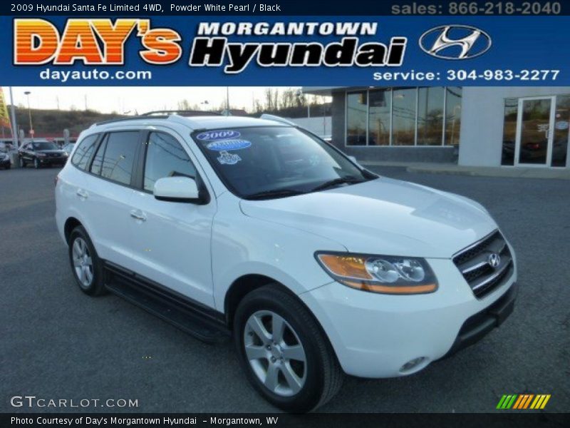 Powder White Pearl / Black 2009 Hyundai Santa Fe Limited 4WD