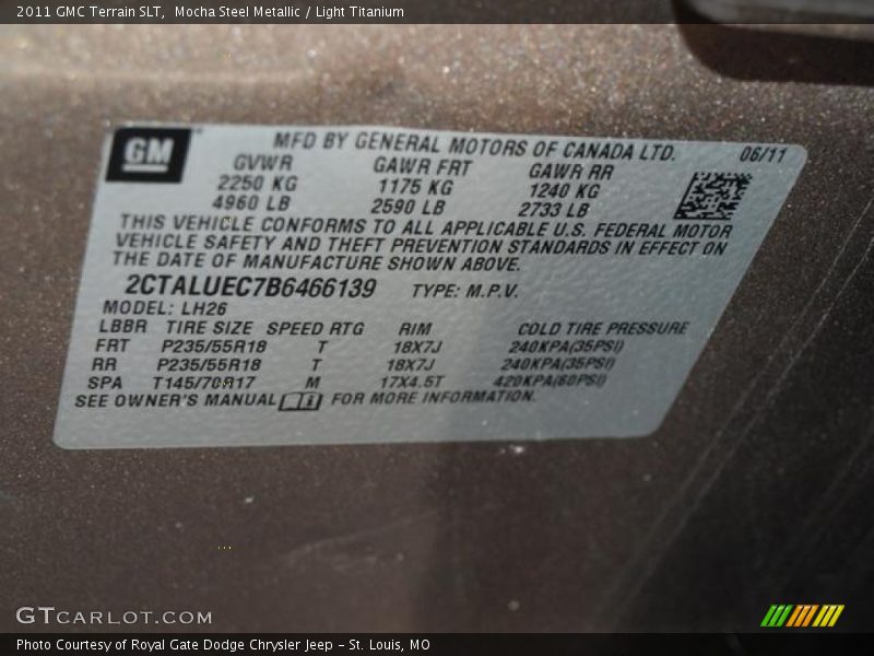 Mocha Steel Metallic / Light Titanium 2011 GMC Terrain SLT