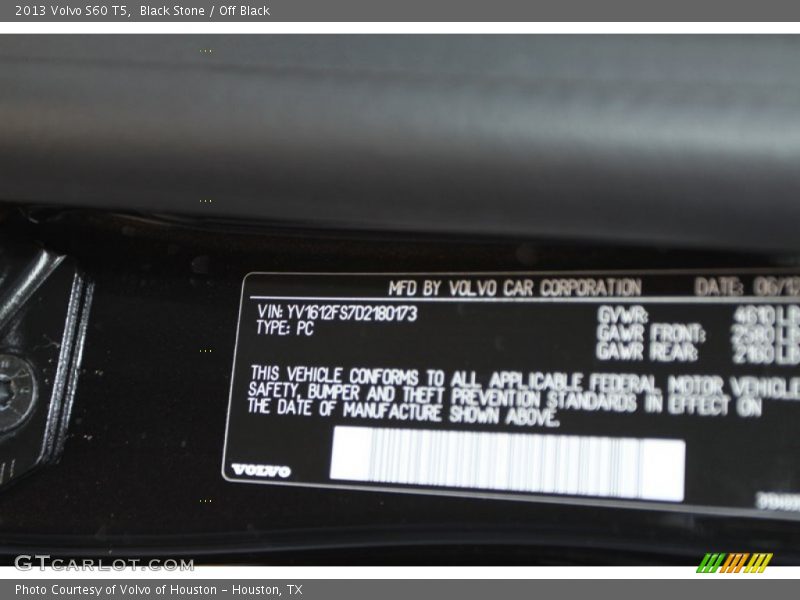 Black Stone / Off Black 2013 Volvo S60 T5