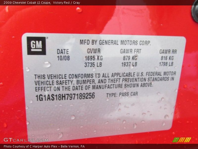 Victory Red / Gray 2009 Chevrolet Cobalt LS Coupe