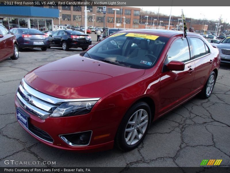 Red Candy Metallic / Medium Light Stone 2011 Ford Fusion SEL V6 AWD