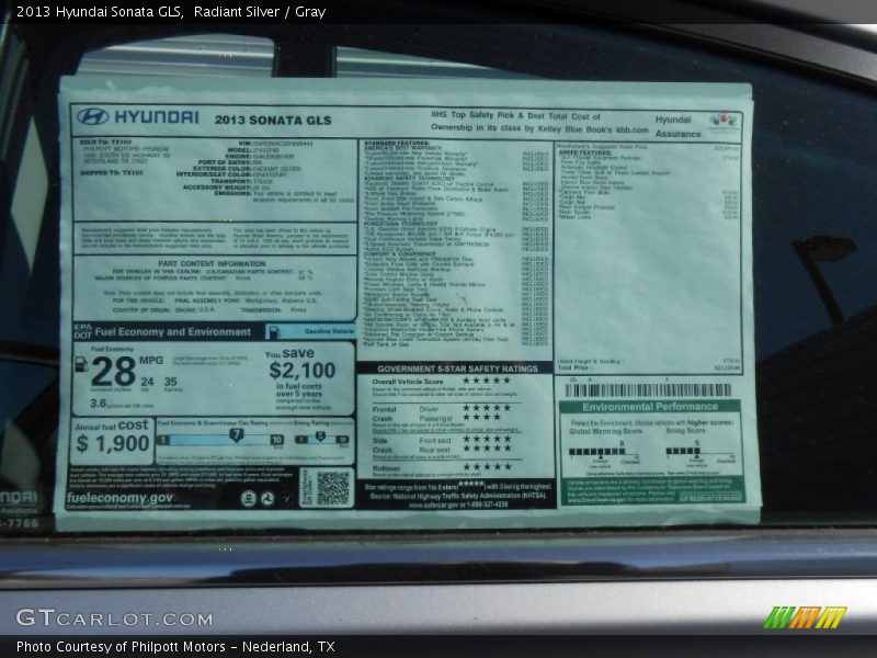 Radiant Silver / Gray 2013 Hyundai Sonata GLS