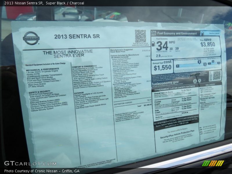  2013 Sentra SR Window Sticker