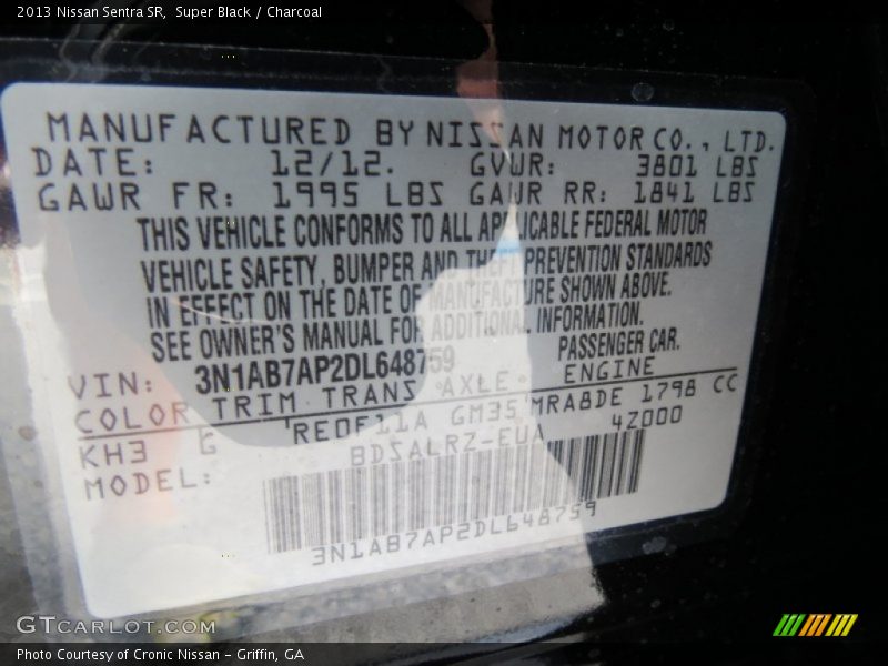 2013 Sentra SR Super Black Color Code KH3