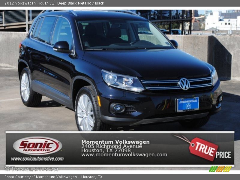Deep Black Metallic / Black 2012 Volkswagen Tiguan SE