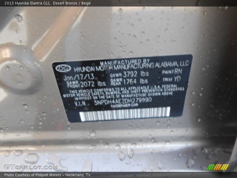 Desert Bronze / Beige 2013 Hyundai Elantra GLS