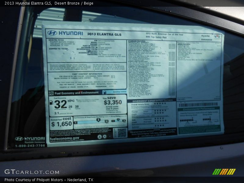 Desert Bronze / Beige 2013 Hyundai Elantra GLS