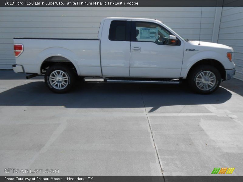 White Platinum Metallic Tri-Coat / Adobe 2013 Ford F150 Lariat SuperCab