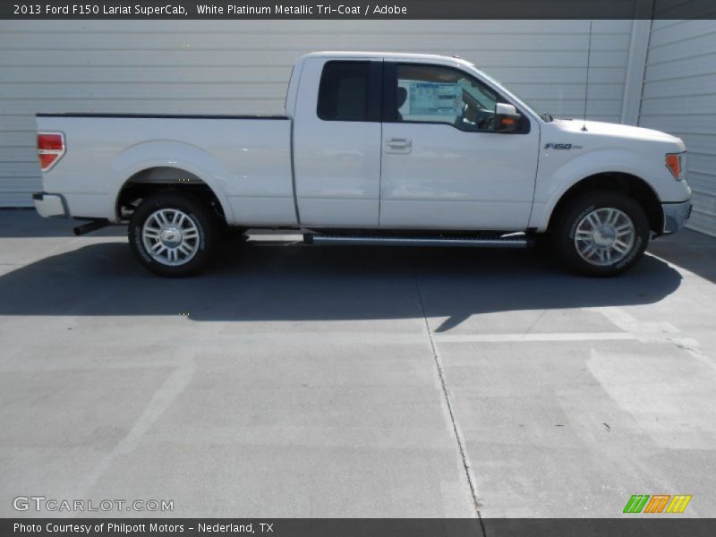 White Platinum Metallic Tri-Coat / Adobe 2013 Ford F150 Lariat SuperCab