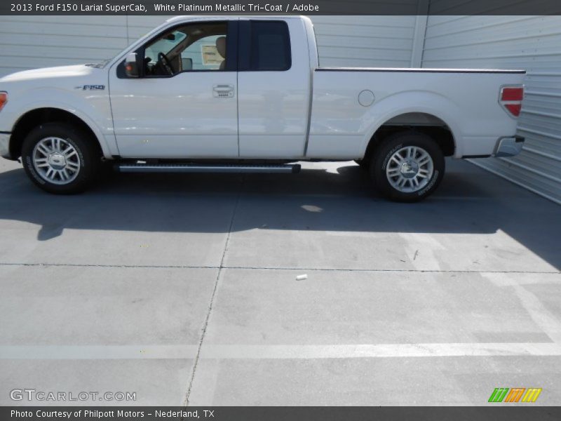White Platinum Metallic Tri-Coat / Adobe 2013 Ford F150 Lariat SuperCab
