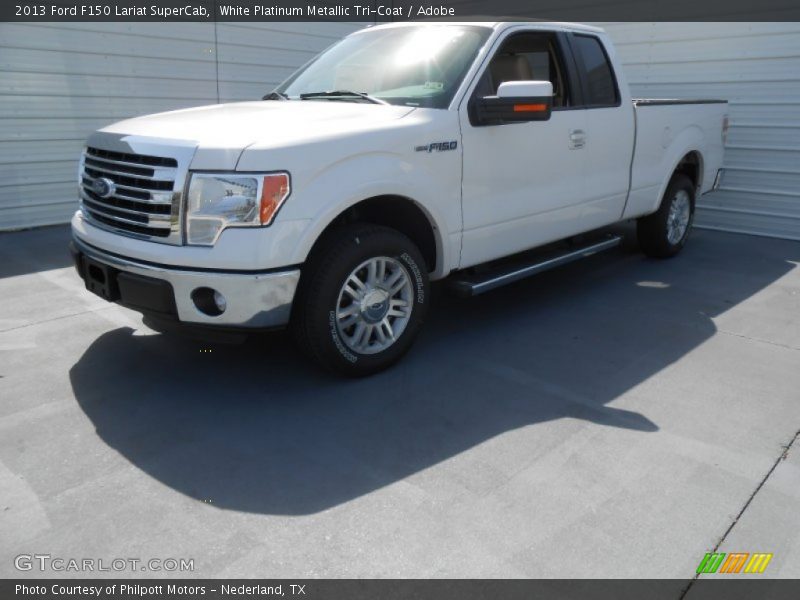 White Platinum Metallic Tri-Coat / Adobe 2013 Ford F150 Lariat SuperCab