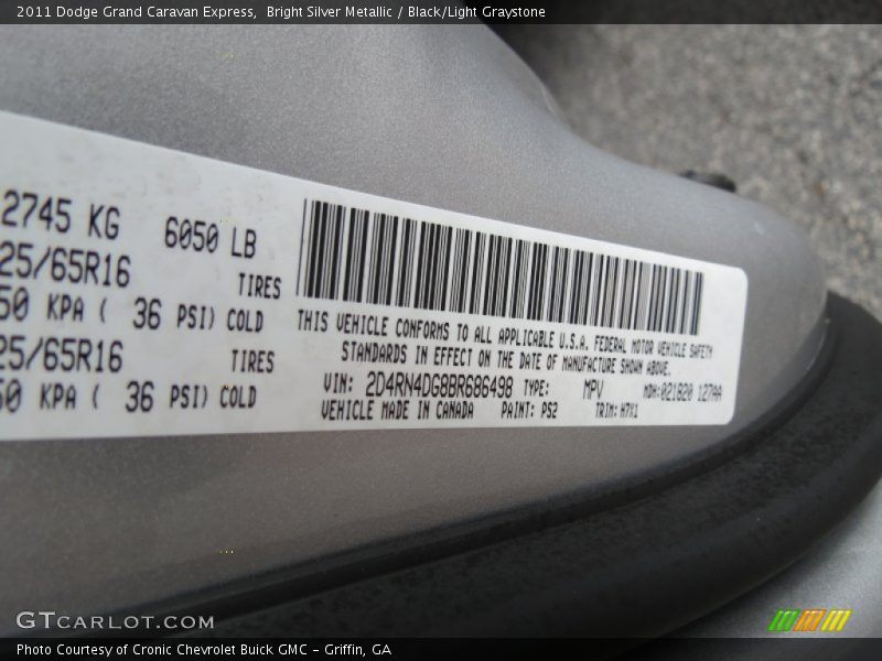 Bright Silver Metallic / Black/Light Graystone 2011 Dodge Grand Caravan Express