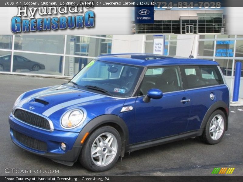 Lightning Blue Metallic / Checkered Carbon Black/Black 2009 Mini Cooper S Clubman