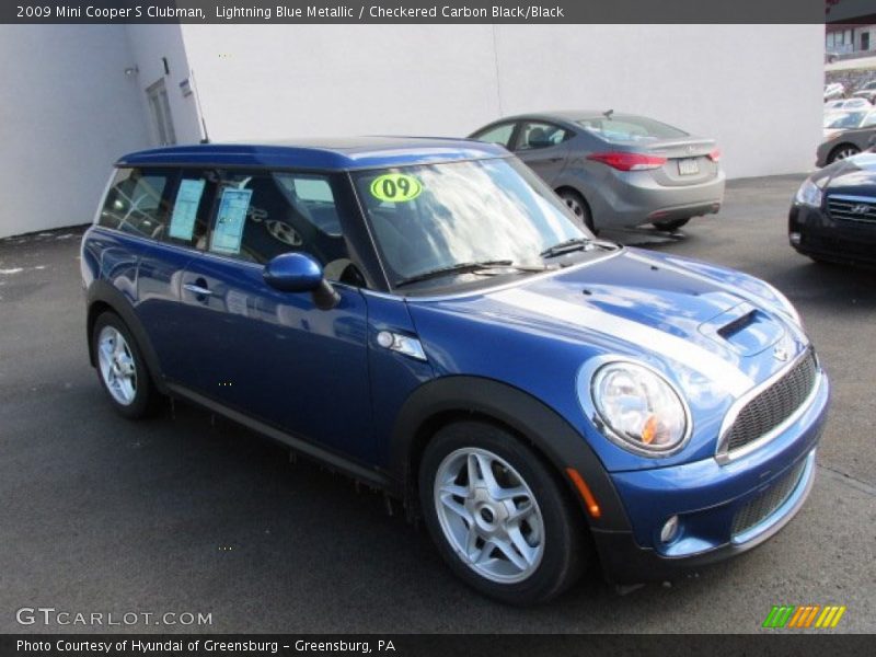 Lightning Blue Metallic / Checkered Carbon Black/Black 2009 Mini Cooper S Clubman