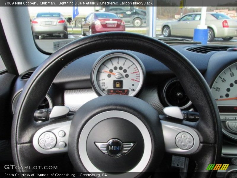 Lightning Blue Metallic / Checkered Carbon Black/Black 2009 Mini Cooper S Clubman